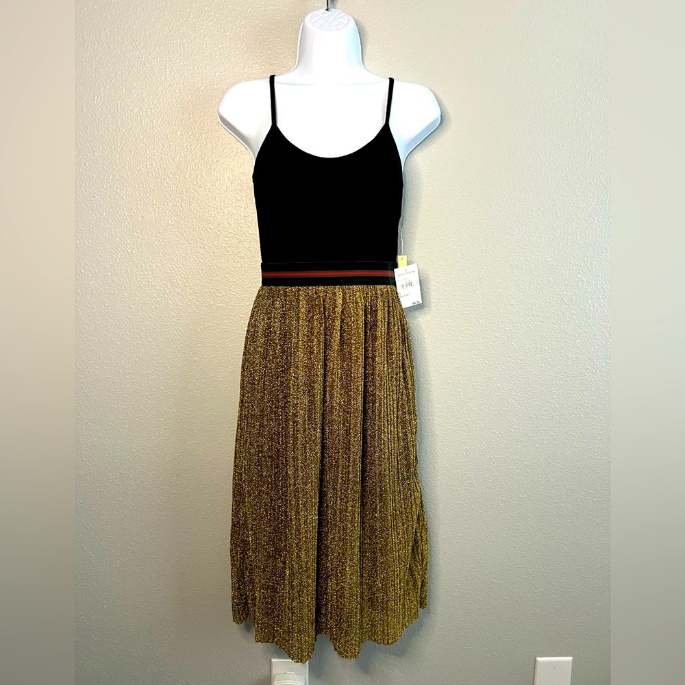 NWT June & Hudson Gold & Black Strappy Dress